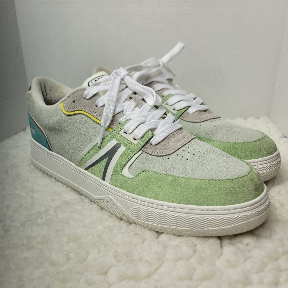Lacoste TRQS L001 Mens Sneaker Size 13 Leather Suede Color-Pop Casual 43SMA0078